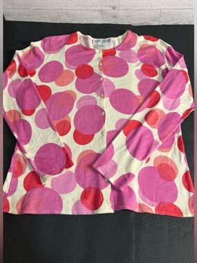 Vintage Silk Sweater Set Leyla Mitra Pink Woman’s Med Polka Dot Lightweight